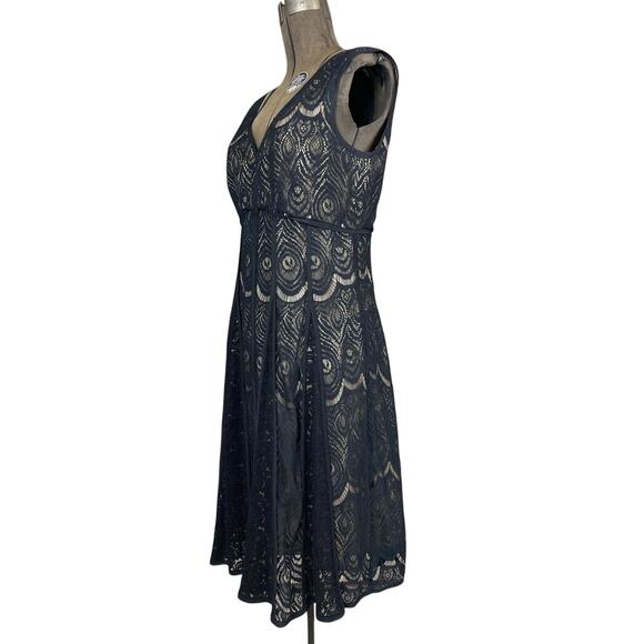 NANETTE LEPORE Black Lace Sleeveless Dress Womens Size (8)Midi Coquette Cocktail - Picture 6 of 7